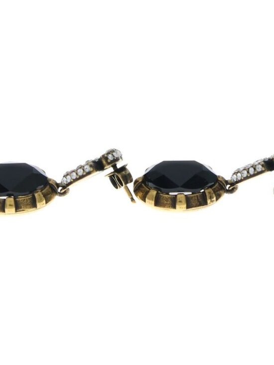 Gucci Double Rhinestone Earrings Black Gold - Picture 4 of 6